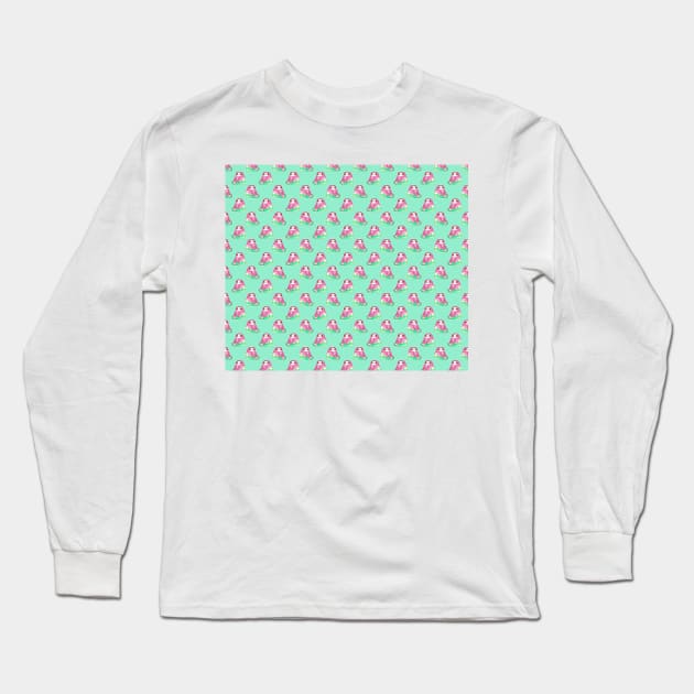 Watercolor Watermelon Sloth Pattern Long Sleeve T-Shirt by saradaboru